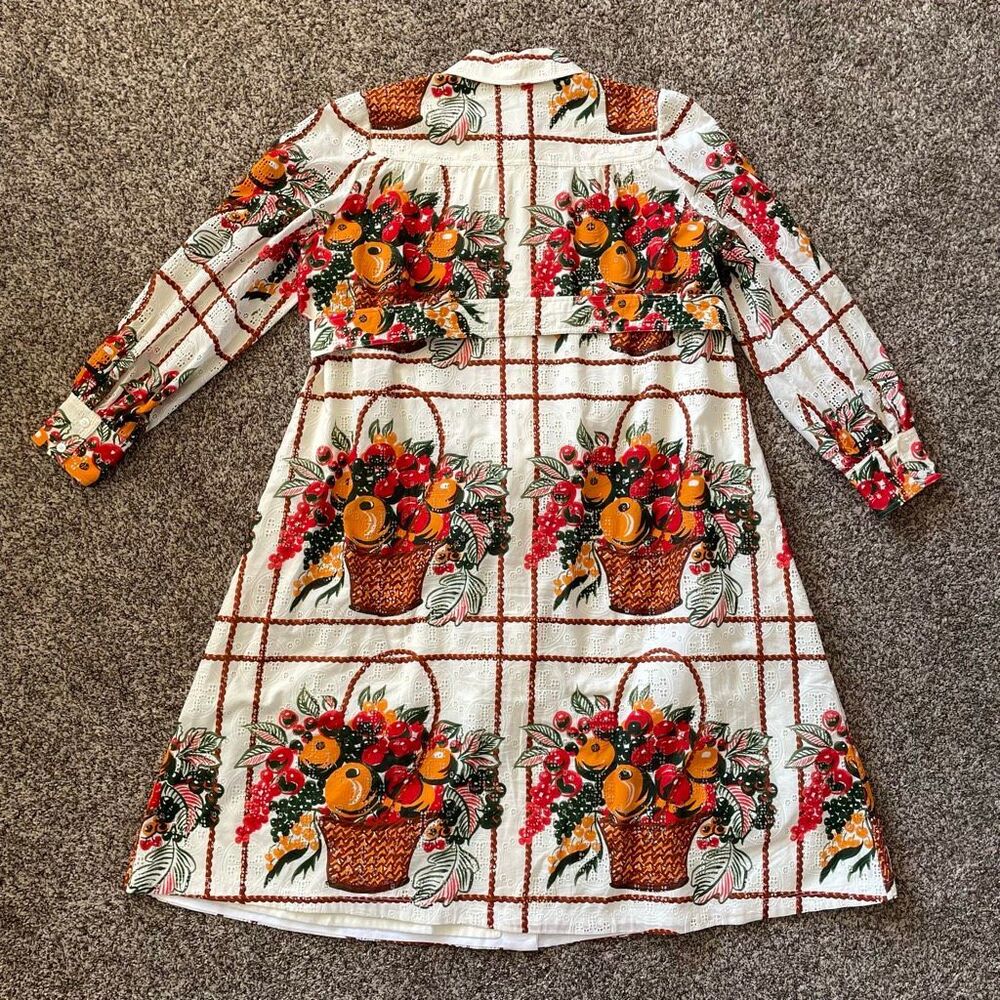 Tory Burch Broderie Anglaise Painter’s Dress fruit basket women’s size 10 - Picture 11 of 14